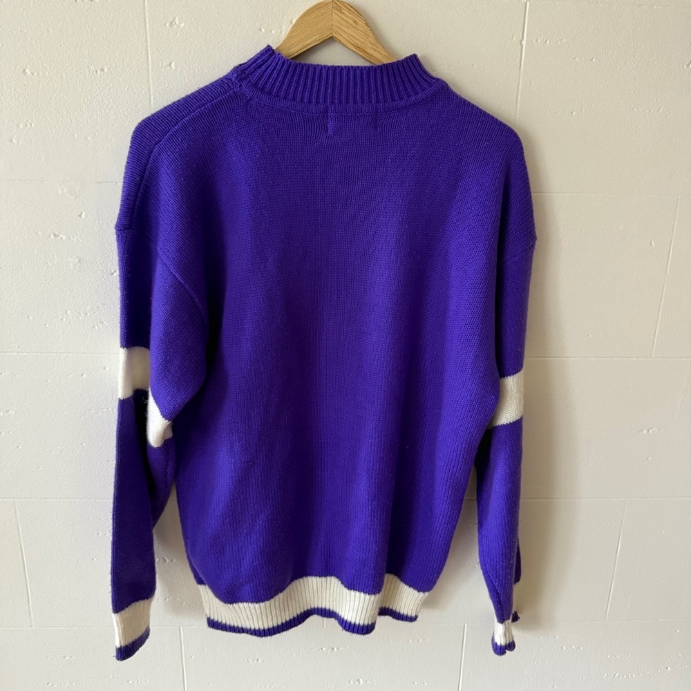 Vintage | Retro Vintage Purple Skier Knit Colorful Sweater | Mediun - Picture 5 of 6